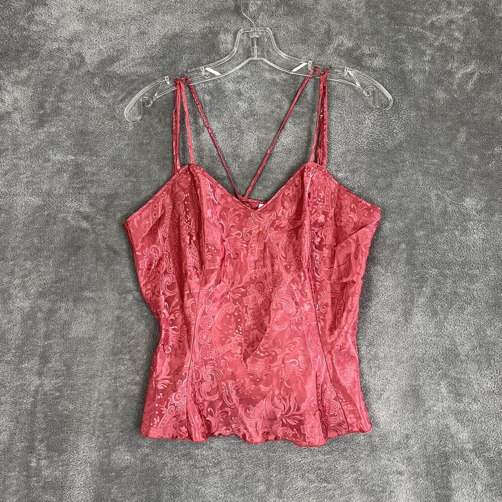 Vintage Y2K Victorias Secret Gold Label Cami Top Womens M Pink Paisley Satin